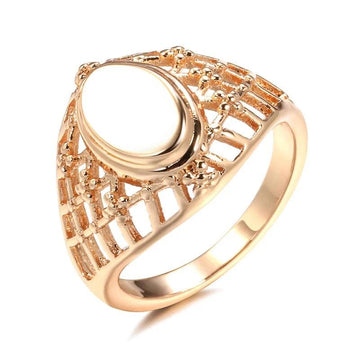 Marvelous Classic Simple Weaving Glossy 14K Filled Rose Gold Big Rings for Women  Ethnic Wedding Jewellery